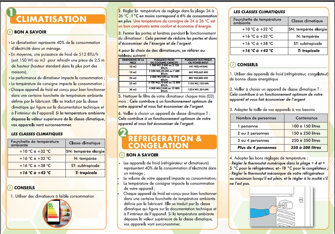 SENSIBILISATION : Dépliant relatif aux bons gestes d'économies d'énergies